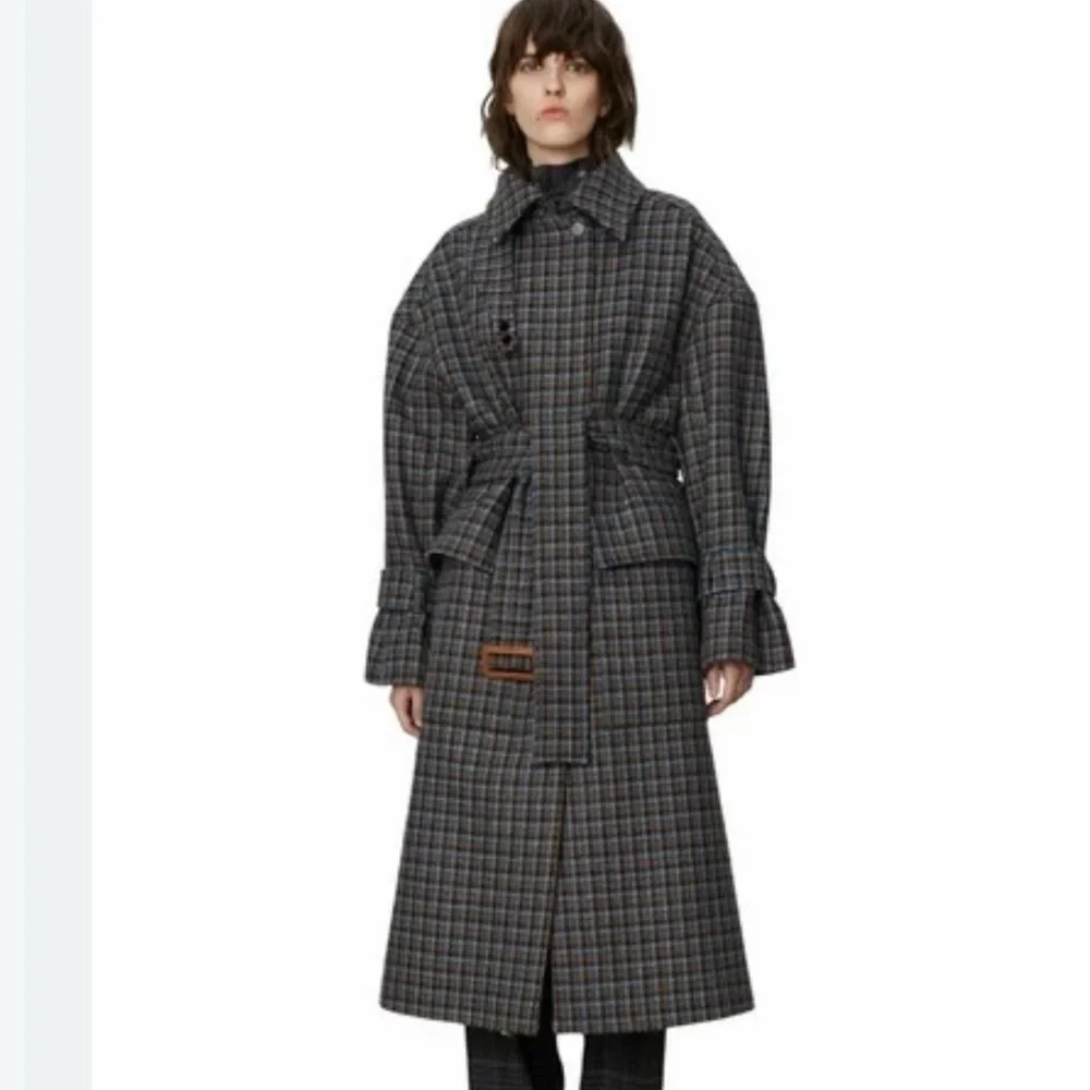 Day Birger et Mikkelsen wool checkered brown trench coat NWT size EU 38